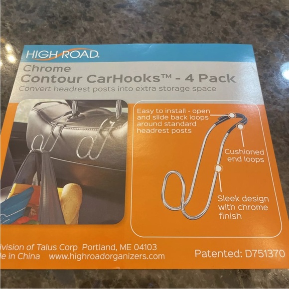 High Road Contour CarHooks® Car Headrest Hangers for Purse & Bags 4pack new box - Picture 1 of 5